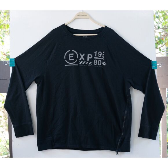 Express Sweatshirt Black 1980 EXP Men's Side Zip Casual Pullover Size XL - Picture 1 of 6